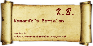 Kamarás Bertalan névjegykártya